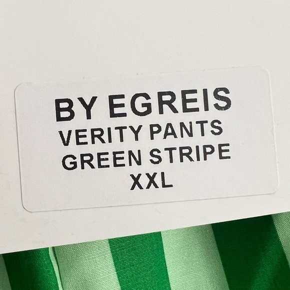 NWT By Egreis green stripe pants - Picture 3 of 7